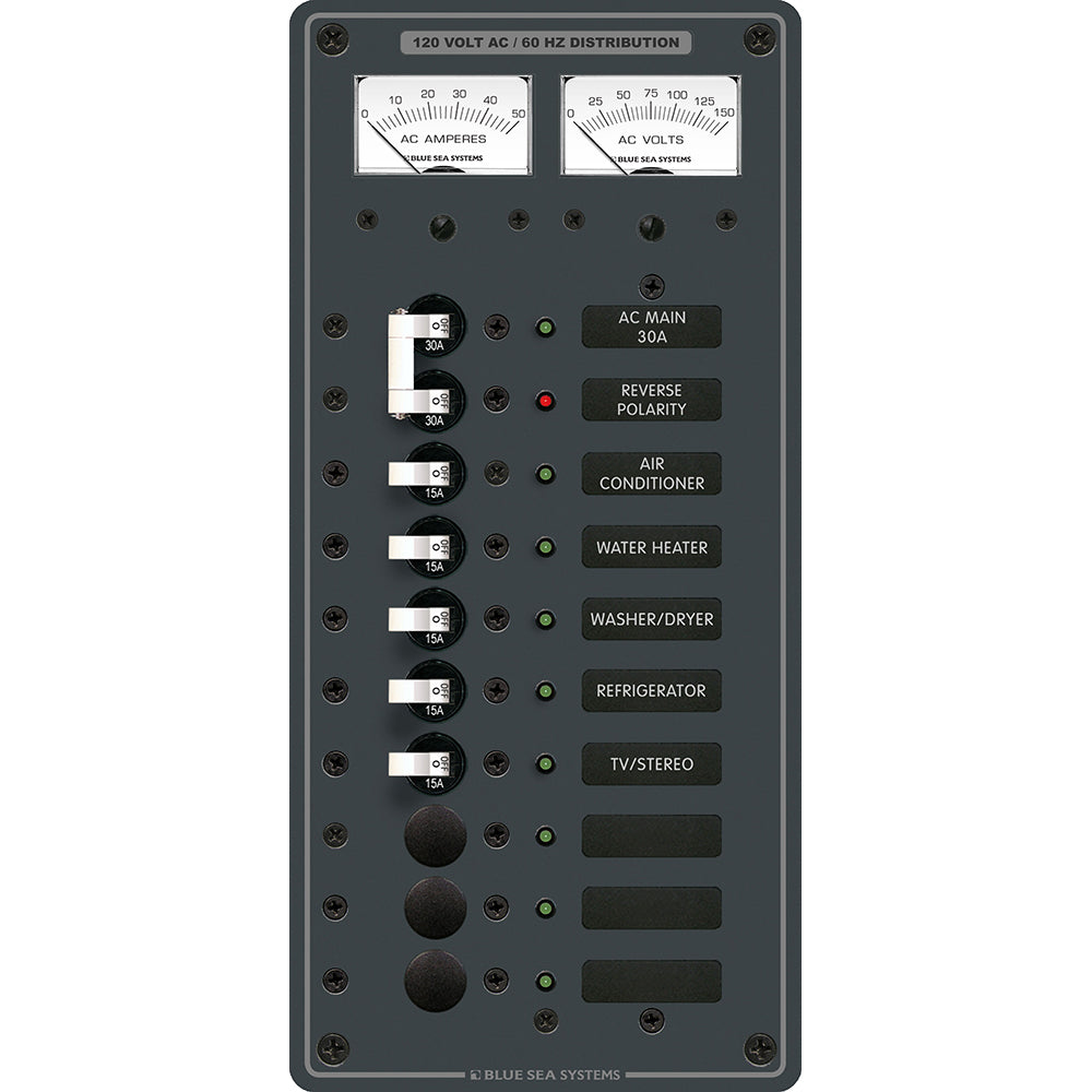 Blue Sea 8074 AC Main +8 Positions Toggle Circuit Breaker Panel - White Switches [8074]