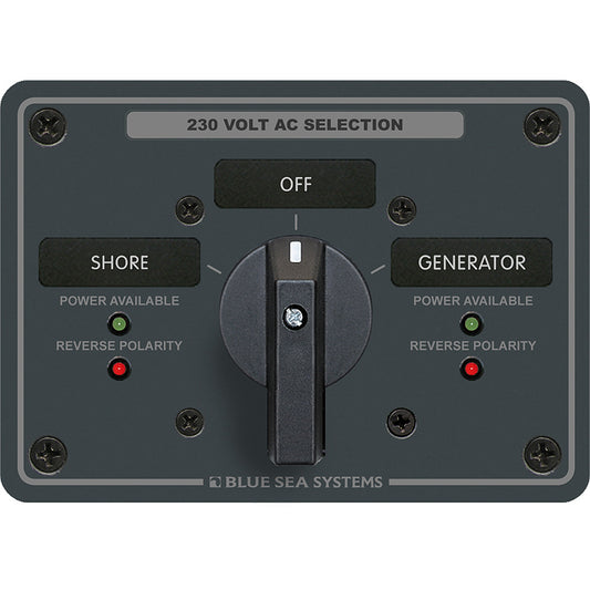 Blue Sea 8357 AC Rotary Switch Panel 65 Ampere 2 Position + OFF, 2 Pole [8357]