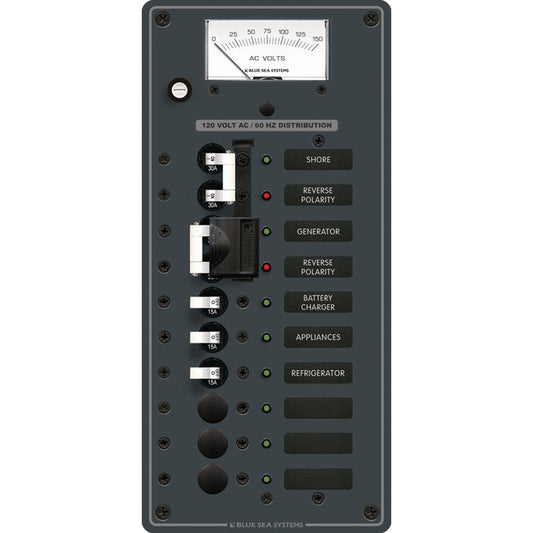 Blue Sea 8489 Breaker Panel - AC 2 Sources + 6 Positions - White [8489]