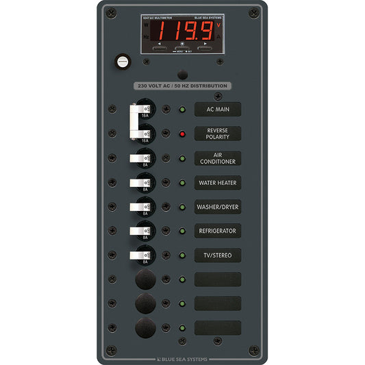 Blue Sea 8506 Breaker Panel - AC Main + 8 Positios (European) - White [8506]