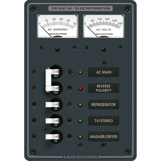 Blue Sea 8509 AC Main + Branch A-Series Toggle Circuit Breaker Panel (230V) - Main + 3 Position [8509]