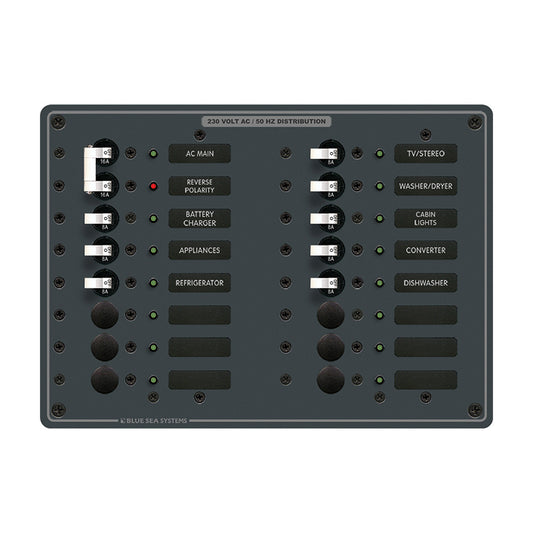 Blue Sea 8564 Breaker Panel - AC Main + 14 Positions (European) - White [8564]