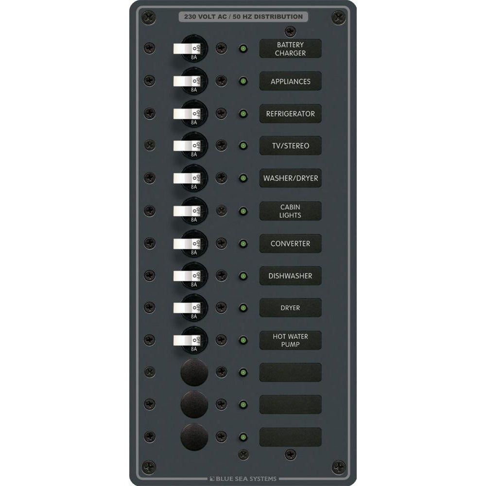 Blue Sea 8580 AC 13 Position 230v (European) Breaker Panel (White Switches) [8580]