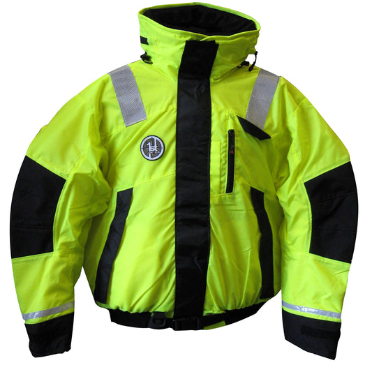 First Watch Hi-Vis Flotation Bomber Jacket - Hi-Vis Yellow/Black - Medium [AB-1100-HV-M]