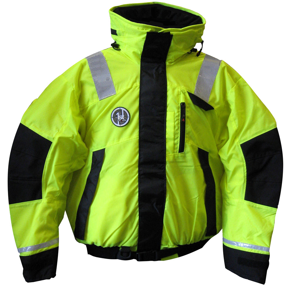 First Watch Hi-Vis Flotation Bomber Jacket - Hi-Vis Yellow/Black - Large [AB-1100-HV-L]