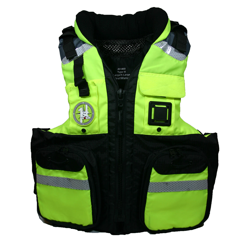 First Watch AV-800 Pro 4-Pocket Vest (USCG Type III) - Hi-Vis Yellow/Black - L/XL [AV-800-HV-L/XL]