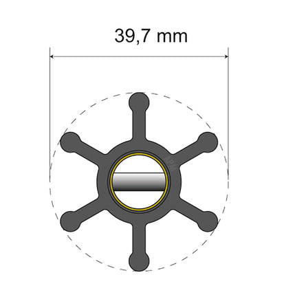 Albin Pump Premium Impeller Kit - 39.7 x 12 x 19.2mm - 6 Blade - Pin Insert [06-01-002]