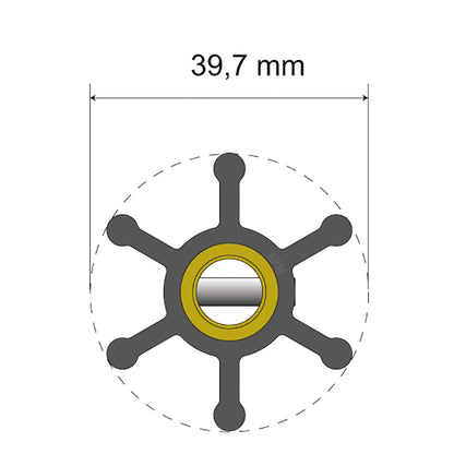 Albin Pump Premium Impeller Kit - 39.7 x 9.5 x 19.2mm - 6 Blade - Pin Insert [06-01-003]