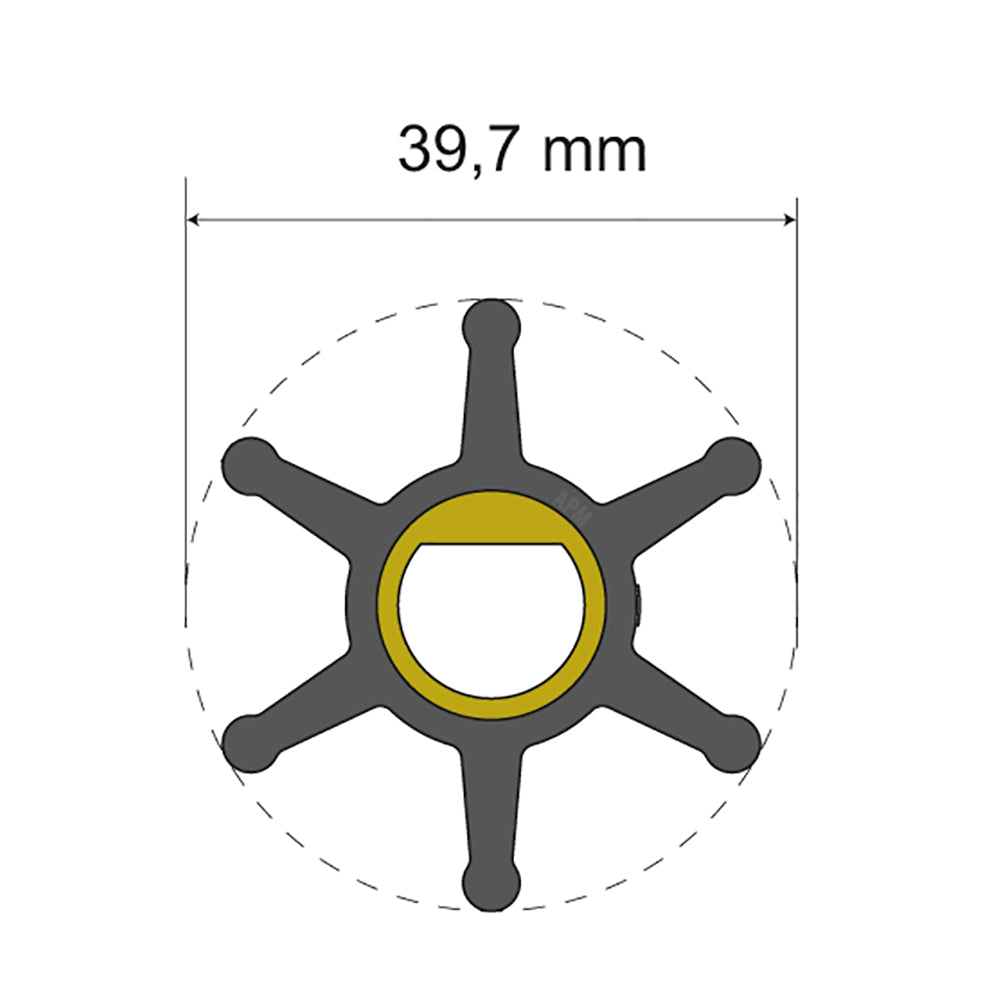 Albin Pump Premium Impeller Kit - 39.7 x 12 x 19.2mm - 6 Blade - Single Flat Insert [06-01-004]