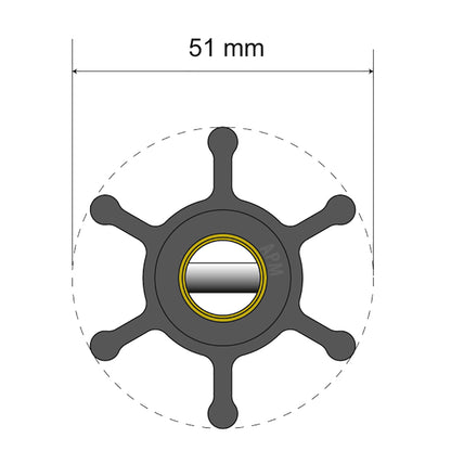 Albin Pump Premium Impeller Kit - 51 x 22 x 12.7mm - 6 Blade - Pin Insert [06-01-006]