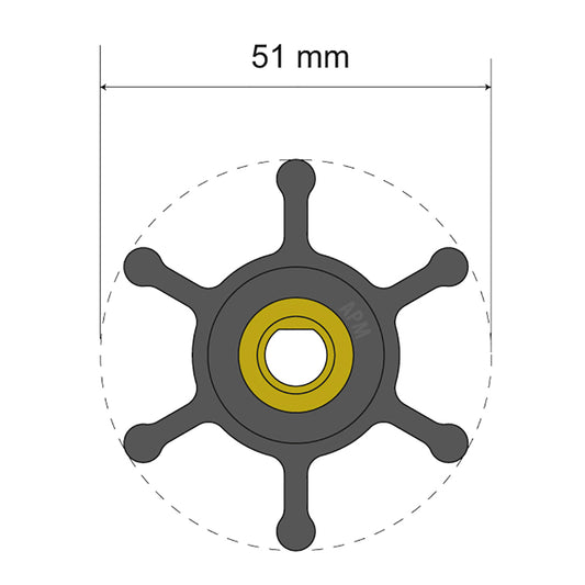 Albin Pump Premium Impeller Kit - 51 x 8 x 22mm - 6 Blade - Single Flat Insert [06-01-008]