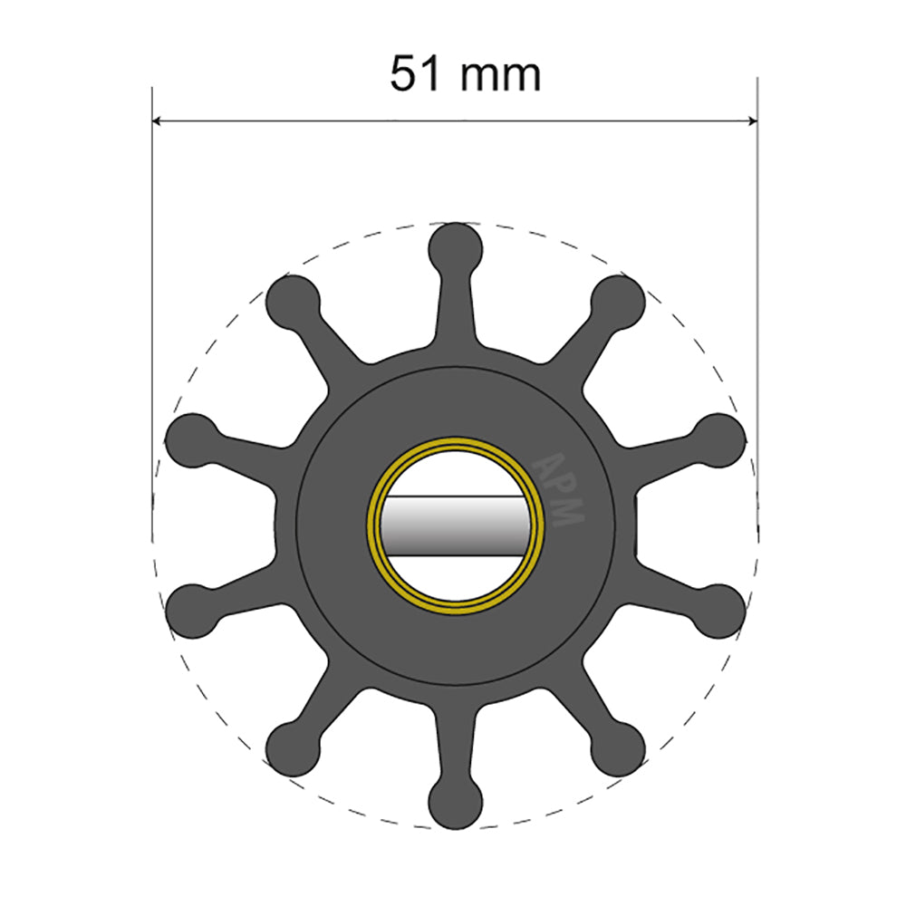 Albin Pump Premium Impeller Kit - 51 x 12.7 x 22mm - 10 Blade - Pin Insert [06-01-011]