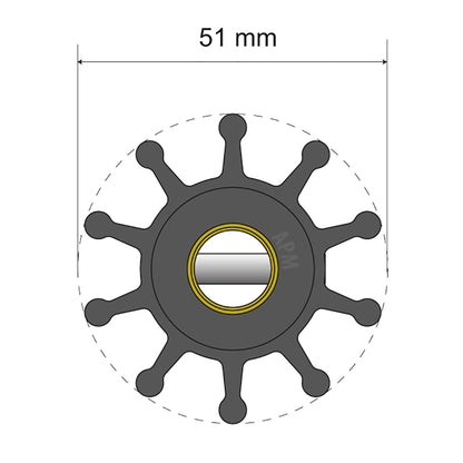 Albin Pump Premium Impeller Kit - 51 x 12.7 x 22mm - 10 Blade - Pin Insert [06-01-011]