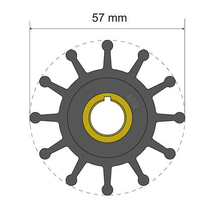 Albin Pump Premium Impeller Kit 57 x 12.7 x 20mm - 12 Blade - Key Insert [06-01-013]