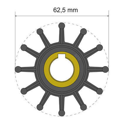 Albin Pump Premium Impeller Kit 62.5 x 16 x 32mm - 12 Blade - Key Insert [06-01-016]