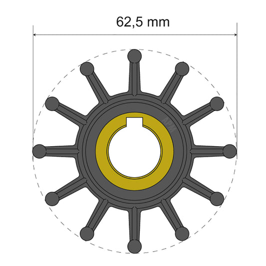 Albin Pump Premium Impeller Kit 62.5 x 16 x 32mm - 12 Blade - Key Insert [06-01-016]