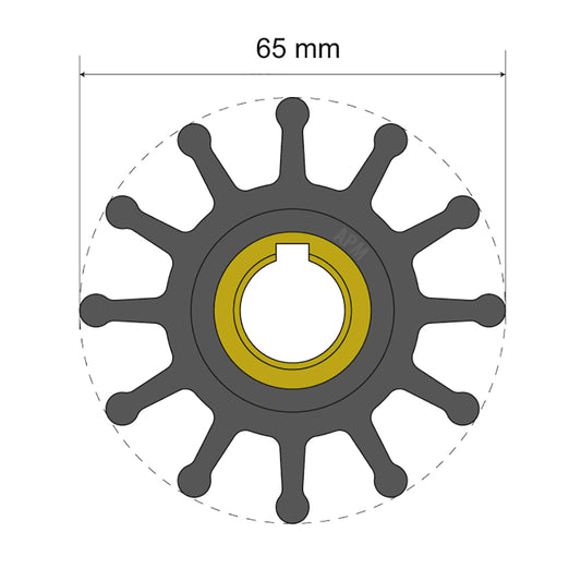 Albin Pump Premium Impeller Kit 65 x 15.8 x 41.5mm - 12 Blade - Key Insert [06-01-018]