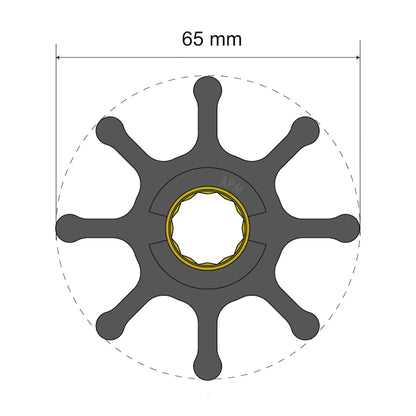 Albin Pump Premium Impeller Kit 65 x 16 x 50mm - 8 Blade - Spline Insert [06-01-021]