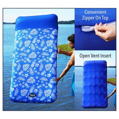 Aqua Leisure Supreme Oversized Controued Lounge Hibiscus Pineapple Royal Blue w/Docking Attachment [APL19977]