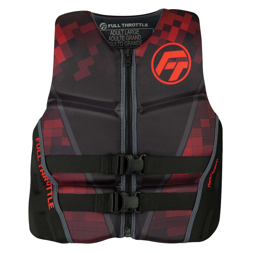 Full Throttle Mens Rapid-Dry Flex-Back Life Jacket - 2XL - Black/Red [142500-100-060-22]