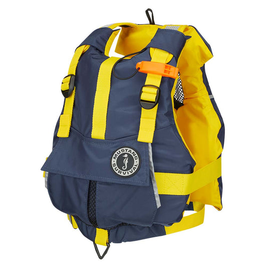 Mustang Youth Bobby Foam Vest - 55-88lbs - Yellow/Navy [MV2500-5-0-216]