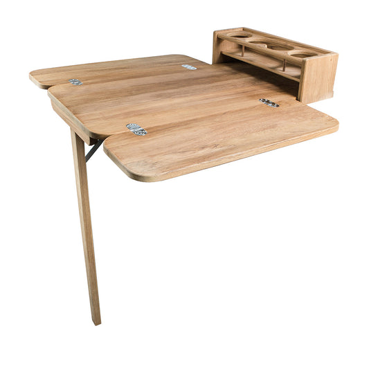 Whitecap Cockpit Table w/Folding Leaves  4 Cupholders - Teak [61392C]