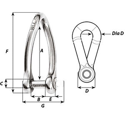 Wichard Captive Pin Twisted Shackle - Diameter 8mm - 5/16" [01424]